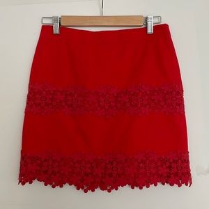 Red J Crew textured skirt